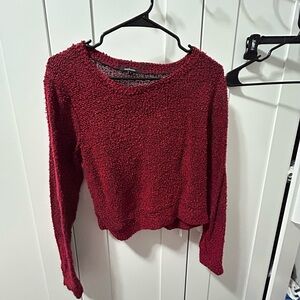 Ambiance Textured Red Knit Sweater – Size L